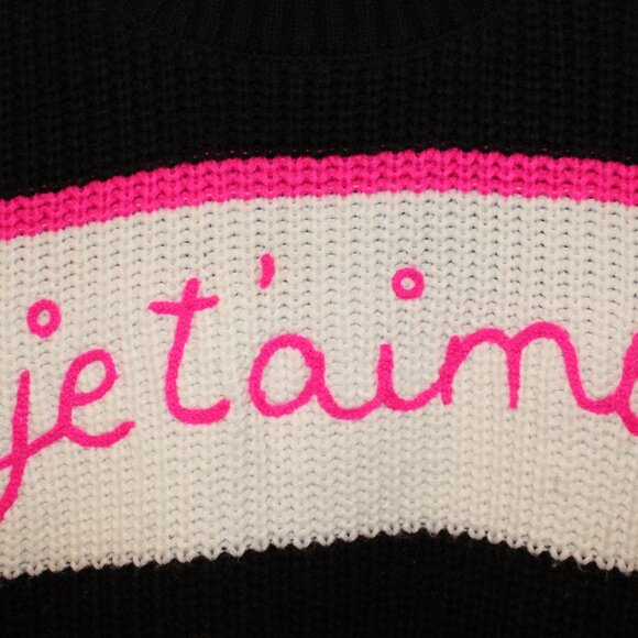 Torrid White, Black & Pink Sweater | Size 2 | “Je t’aime” means "I Love You" - Picture 6 of 6